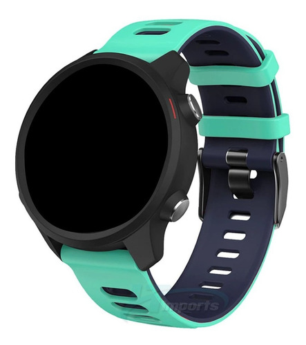 Pulseira 20mm Dual Para Samsung Galaxy Watch 42mm Bt Sm-r810 Cor Verde Agua Com Azul