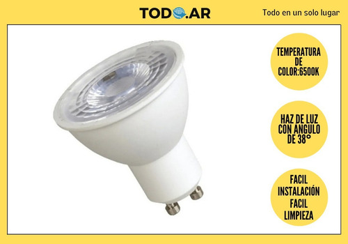Imagen 2 de 6 de Lámpara Led Dicroica 7 W Calida-angulo 38° Pack X 10 Uds.