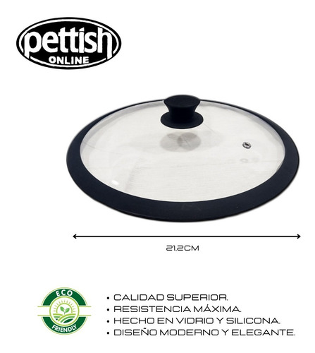 Tapa Olla 20cm Vidrio Borde Silicona Pettish Online Cg