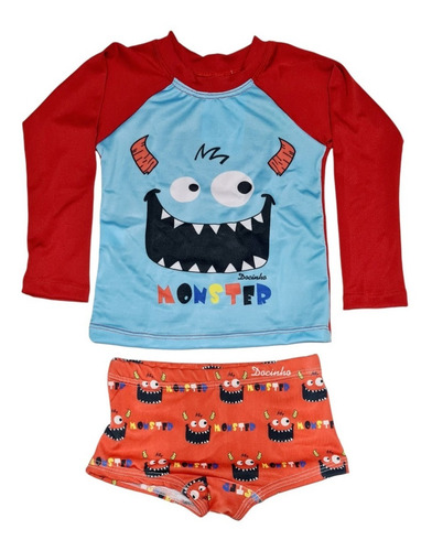 Imagem 6 de 8 de Blusa Proteção Solar Uv Com Sunga Biquini Moda Praia Menino