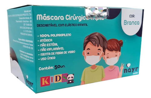 Máscara Infantil Tripla Proteção Descartável Azul Caixa C/50