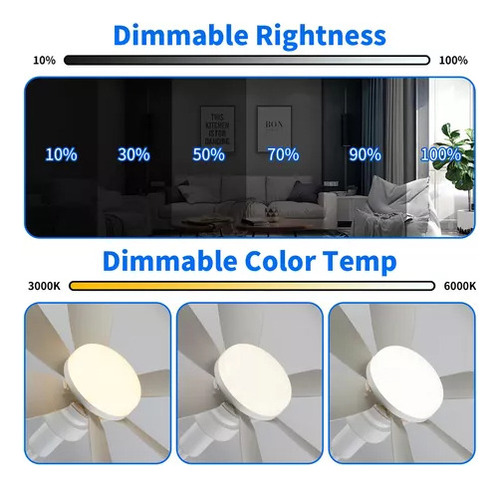 Ventilador De Techo Pequeño Con Luz Led De Control Remoto #