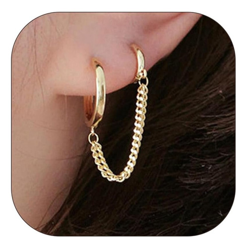 Pendientes De Aro Dobles Dorados Para Mujer, Pendientes Hugg