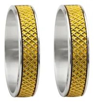 Comprar Par Alianzas Rombitos Plata 950 Y Oro 18k Compromiso Boda