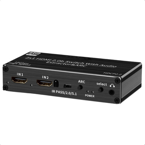 Switch Hdmi 4k 60hz 2x1 Com Extrator De Áudio Uhd Kit C/ 20