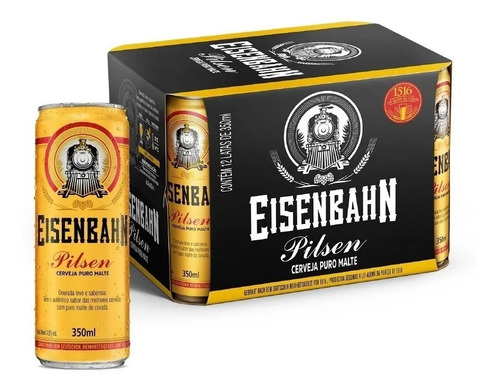 Fardo Bebida Cerveja Pilsen Puro Malte Eisenbahn Lata 350 Ml