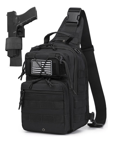 Mochila Cruzada Táctica Militar Negra 10l Para Hombres