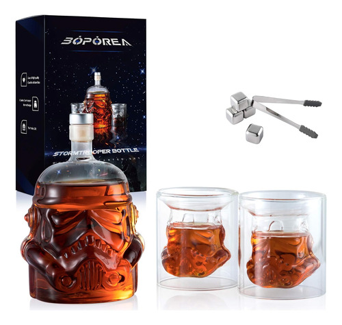 Set Decantador De Whisky Transparent Creative Con 2 Vasos,..