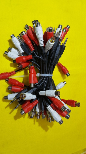 Cable De Audio Plugs 3.5 A Dos Rca Hembra (por 10 Unidades)