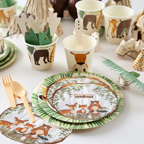 Servilletas De Papel De Bosque, 80 Servilletas Desechables D