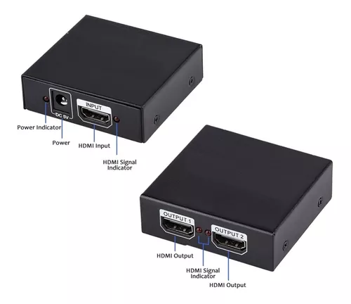 Multiplicador splitter HDMI 1x2 de 1 entrada y 2 salidas 1080p