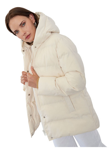 Parka Mujer Oversize Poliéster Reciclado Crudo Corona