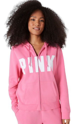 Hoodie Sudadera Zip-up Pink Victorias Secret Original 