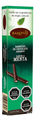 Varitas De Chocolate Con Menta Baronie 75grs