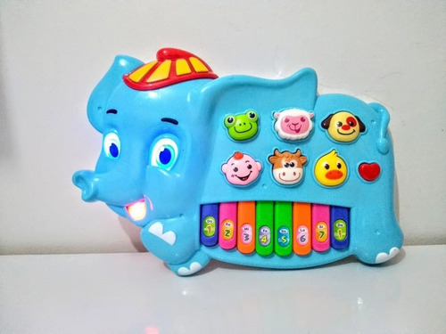 Piano Elefante Musical Luminoso Bebê Melodias Som De Animais