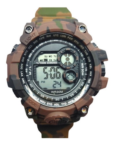 Reloj Digital Militar Camuflaje Luz Fecha Alarma Cronometro 