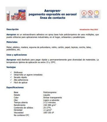 Pegamento Aerosol Ps610 Lam. Plas. Aeropren 4 Lt Presto 1 Pz
