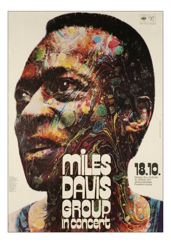 Poster Vintage Miles Davis 1971 Show 30x42cm - Plastificado