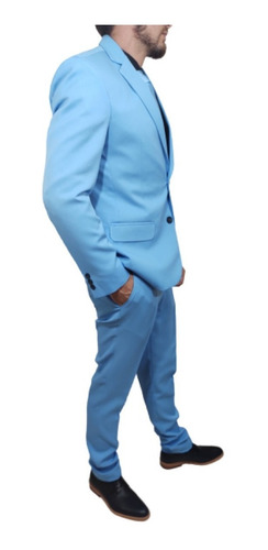 Imagen 4 de 10 de Ambo Traje Hombre Color Celeste Talle Grande
