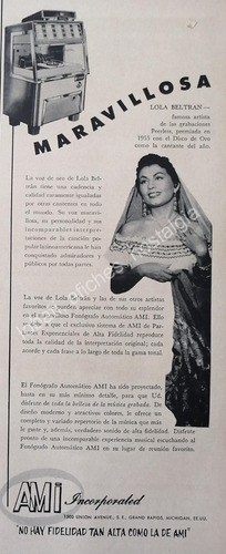 Cartel Vintage Lola Beltran Y Las Rockolas Ami 1950s /raro /