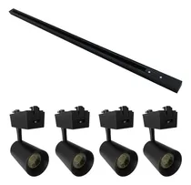 Comprar Kit Trilho Eletrificado 1 Metro Com 4 Spots 7w Friou002Fquente Estrutura Preto Branco Quente 3000k