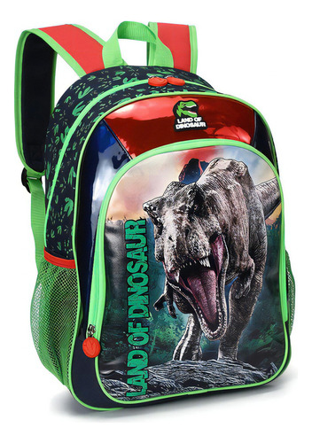 Mochila pequeña para la guardería de dinosaurios para bebés y niños, color azul-verde