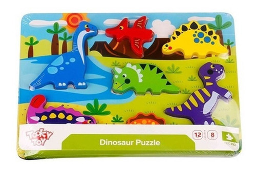 Puzzle Rompecabezas Dinosaurios Didáctico Madera Tooky Toy