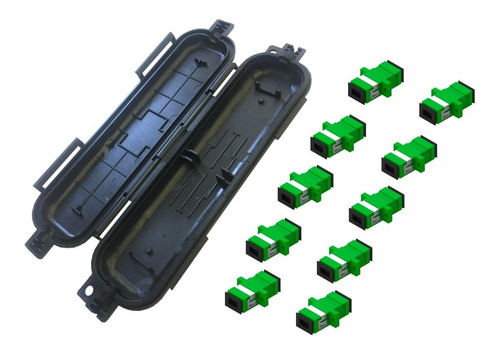 Imagem 1 de 5 de 10 Mini Caixa Protetora Emenda P/cabo Drop 10+acoplador Apc