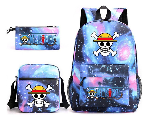 Mochila Anime Luffy Calavera 3 Piezas .