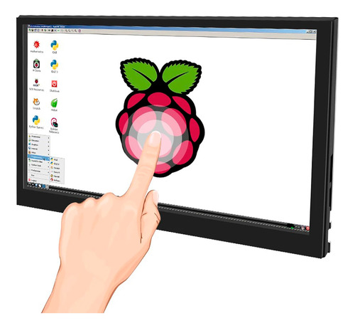 Monitor Portátil Touch Screen Raspberry Pi 1024x600p Tela Ips 7'' Polegadas Com Suporte Aida64  Estojo De Couro