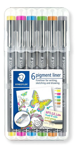 Fineliner Pigment Liner Estojo C/6 Cores Ponta 0.6