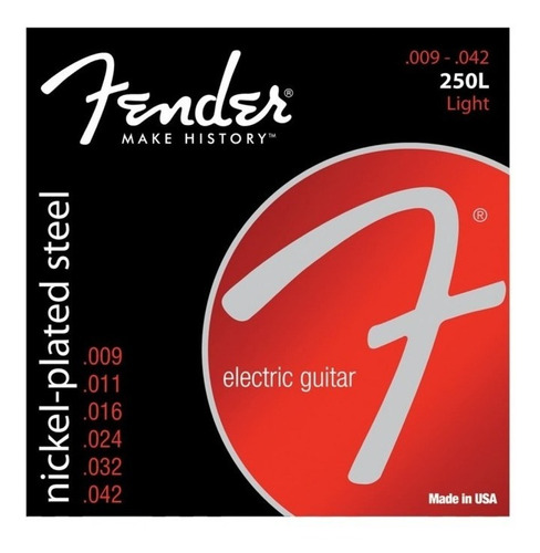 Encordado Cuerdas Fender 250r Pt Electrica Nickel Plated 009