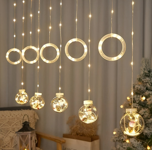 Luces Esferas Navideñas Luces Navidad Cascada Aros Bolas 3m