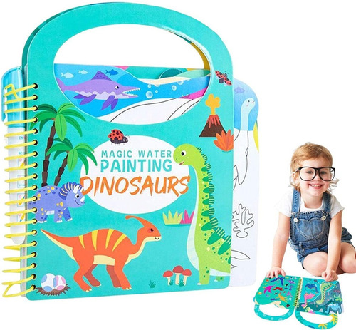 Libro Para Pintar Al Agua Niños Montessori Dinosaurios