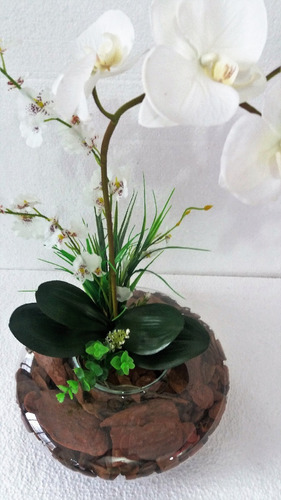 Arranjo Orquídea Artificial Silicone Branca Frete Grátis | Parcelamento sem  juros