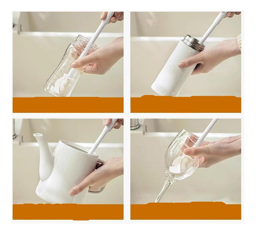 Cepillo De Silicona Para Botellas Con Mango Largo