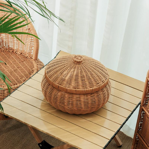 Cesta Em Formato De Abóbora Multiuso, Prática, Com Tampa,