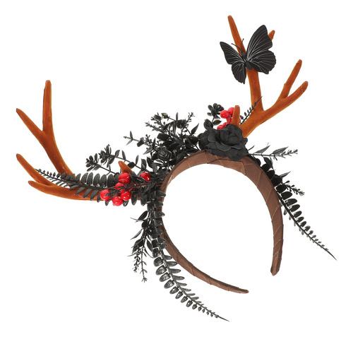 Diadema Navideña Con Cuernos De Ciervo Y Accesorios Para El