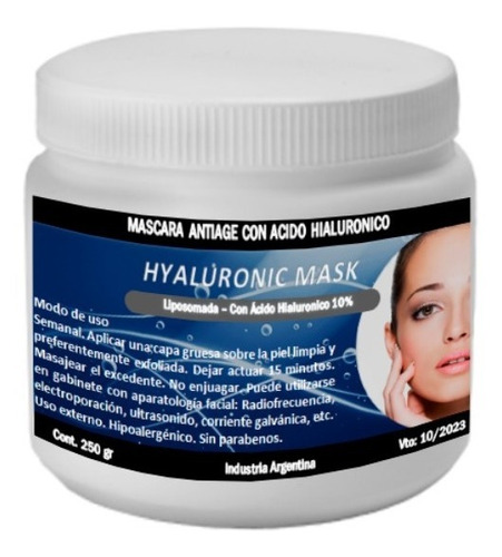 Mascara Facial Acido Hialuronico Rellena Arrugas Hidratante