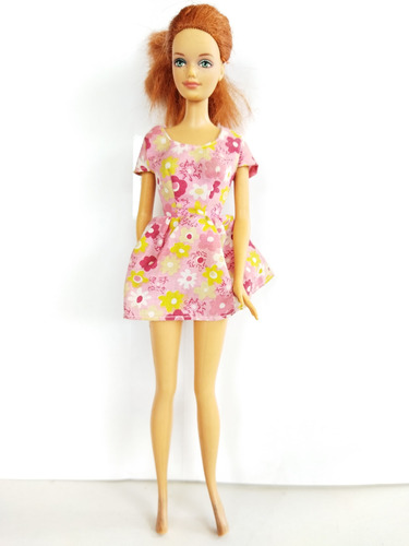 Barbie Vestido Pelirroja Pecas Rosas Piernas Flexibles 1999