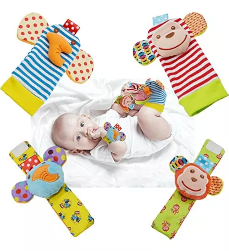  Juguetes de sonajeros para bebés de 0-3-6-12 meses, sonajeros  de muñeca y calcetines de sonajero de pies, juguetes suaves para recién  nacidos para bebés niños o niñas : Juguetes y Juegos