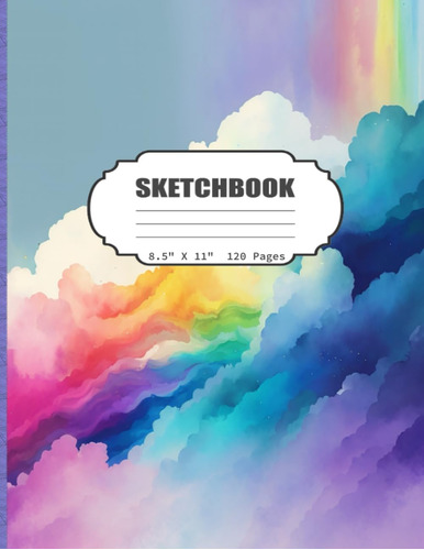 Libro: Sketchbook: Rainbow Watercolor Clouds Blank Sketch Bo