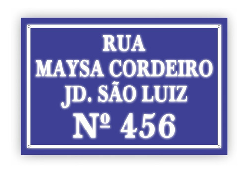 Placa Refletiva Endereço Rua Logradouro Número Bairro 30x50