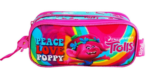 Imagem 9 de 10 de Kit Escolar Mochila Tr2238k + Estojo + Lancheira Trolls Clio