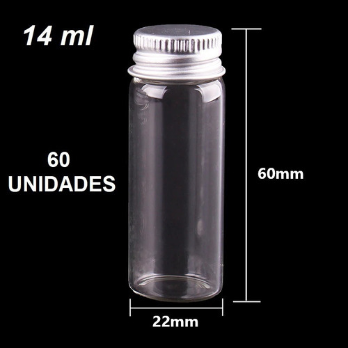 60 Mini Frascos Vidrio 22x60 Mm 14 Ml Tapa Rosca/funsmart