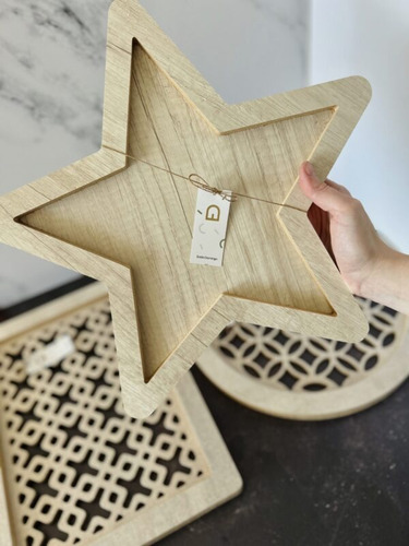 Bandeja De Madera En Forma De Estrella Decorativa Nordica