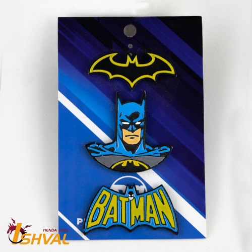 Imagen 2 de 3 de Pack X3 Pines - Dc Comics - Batman - Licencia Oficial