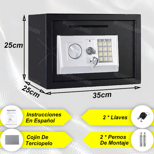 Caja De Seguridad Caja Fuerte Grande Combinación Y Llave Color Negro