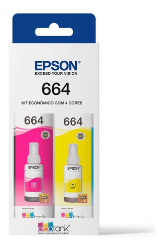 Kit Refil Garrafa Com 4 Cores Original Epson L355 L1365 L395