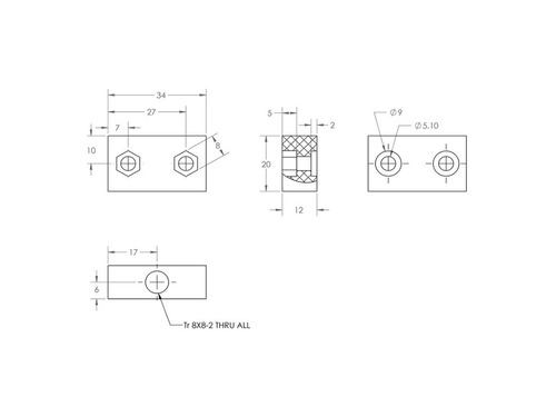 Tuerca Acme 8mm Tr8x8 Perfil Aluminio Cnc Nema
